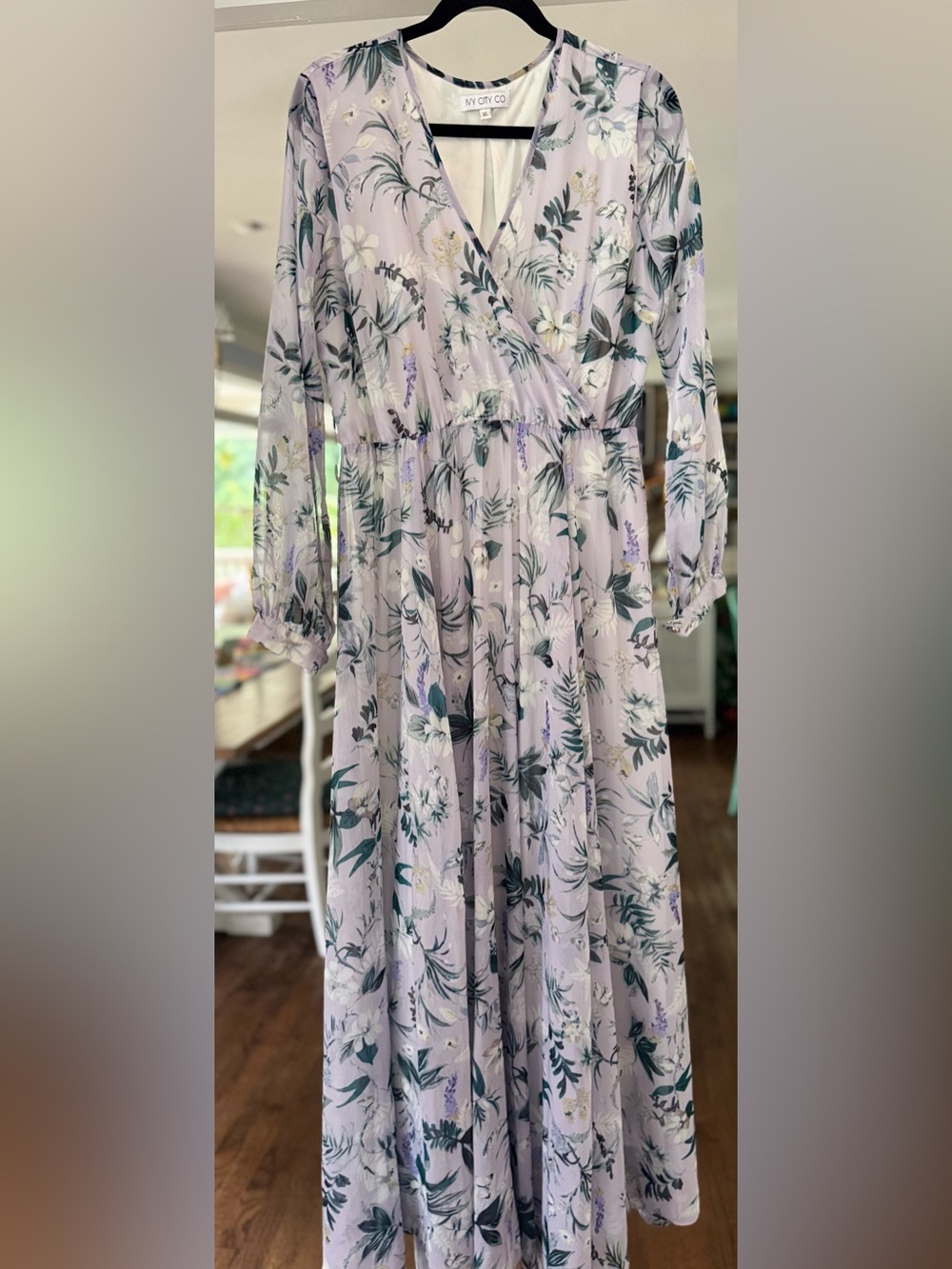 Ivy City Co. Lavender Fields Floral Maxi Dress - Light Purple Chiffon